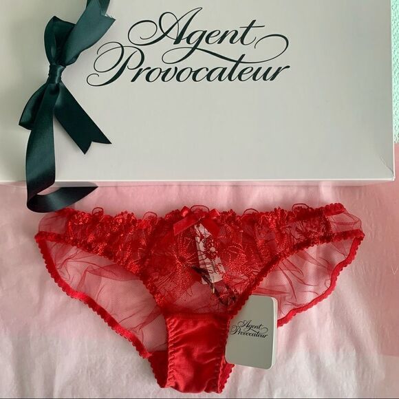 ♥️NWT Agent Provocateur Jayce Sheer Red Briefs - Picture 2 of 5